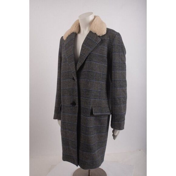 Levi Levi's Strauss Co Womens Amaya Wool Coat Jacket S Small Black Houndstooth - Picture 4 of 6